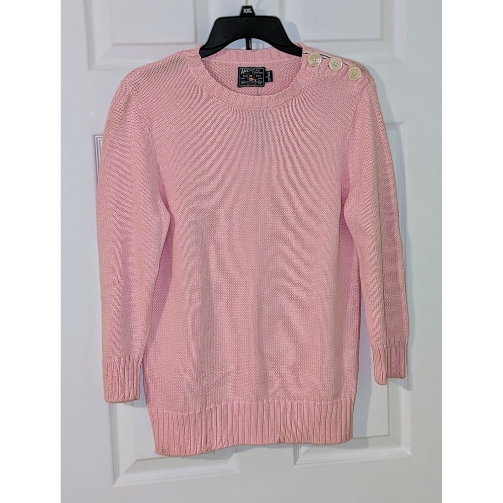 American Living Carmel Pink‎ Cotton Knit Sweater with Button Detail - L NWT $55